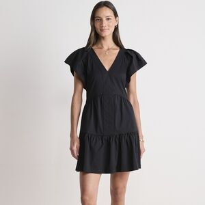 Vineyard Vines Harbor Tiered Flutter Sleeve Dress Stretch Preppy Black Size L